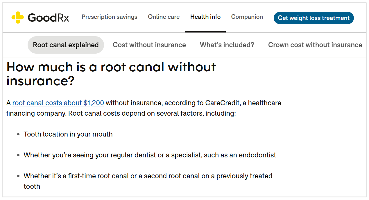 How much does a root canal cost